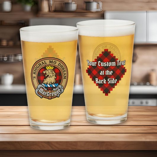 Verre Clan Gregor Crest sur Rob Roy Tartan