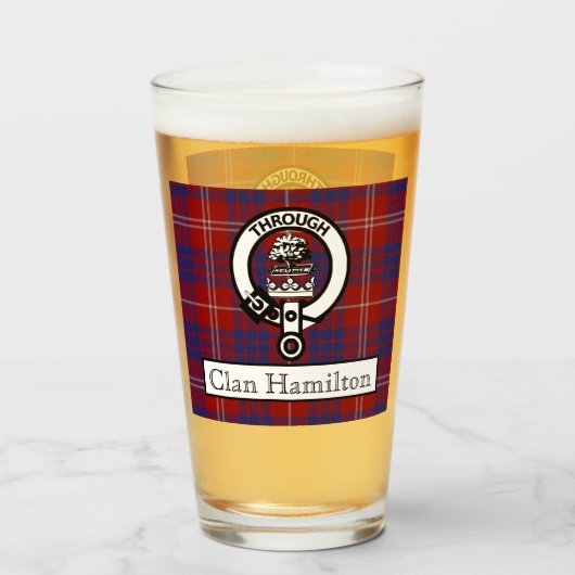 Verre Clan Hamilton Crest et Tartan (Devant (rempli))