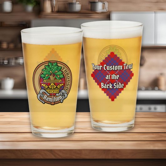 Verre Clan Hamilton Crest sur Red Tartan
