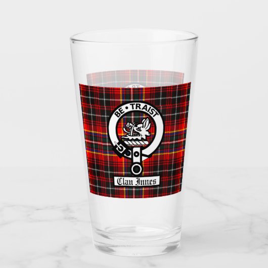 Verre Clan Innes Crest Badge et Tartan (Devant)