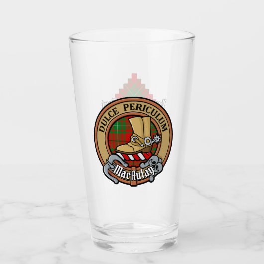 Verre Clan MacAulay Crest sur Tartan (Devant)