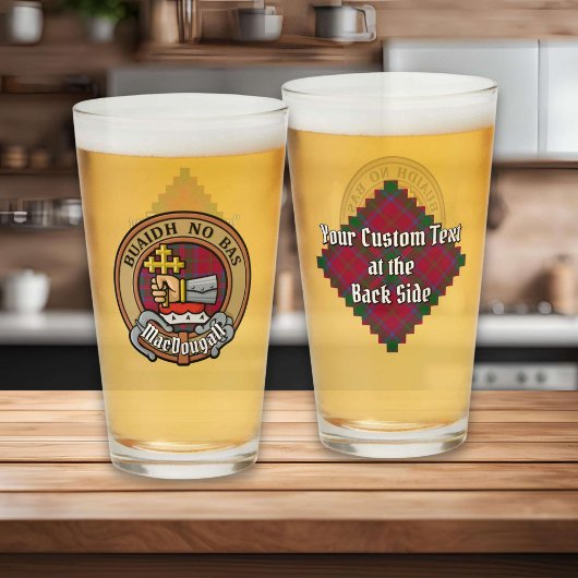 Verre Clan MacDougall Crest sur Tartan