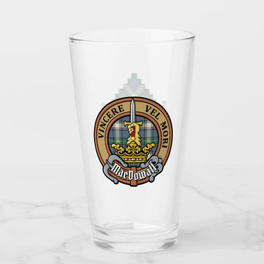 Verre Clan MacDowall Crest sur Tartan (Devant)