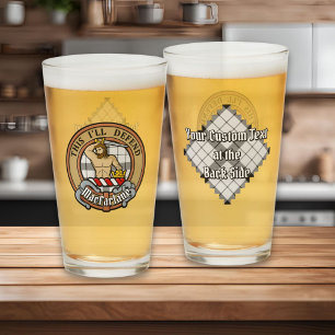 Verre Clan MacFarlane Crest sur tarte noir et blanc