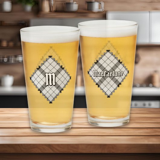 Verre Clan MacFarlane Tartan noir et blanc