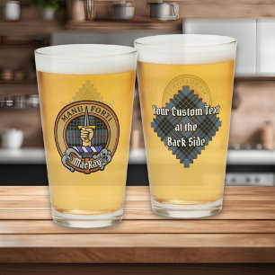 Verre Clan MacKay Crest sur Blue Tartan