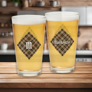 Verre Clan MacKenzie Chasse Brown Tartan Glass