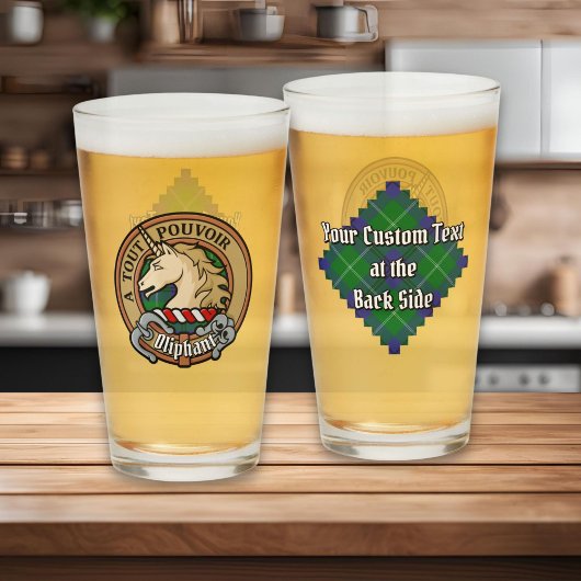 Verre Clan Oliphant Crest sur Tartan