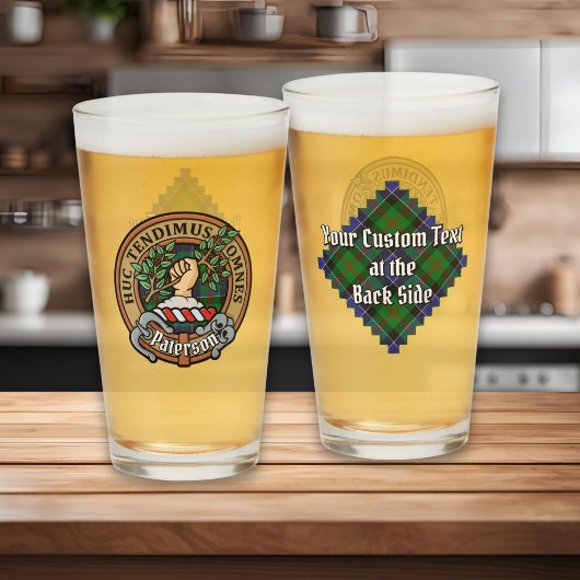 Verre Clan Paterson Crest sur Tartan
