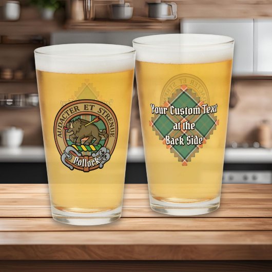 Verre Clan Pollock Crest sur Tartan