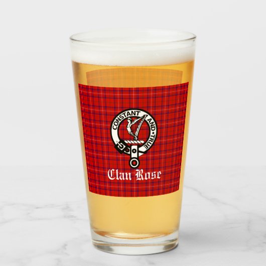 Verre Clan Rose Crest Badge et Tartan (Devant (rempli))