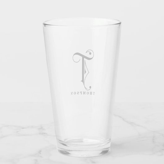 Verre Classy Scroll Monogramme Initial T avec nom (Dos)