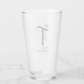 Verre Classy Scroll Monogramme Initial T avec nom (Dos)