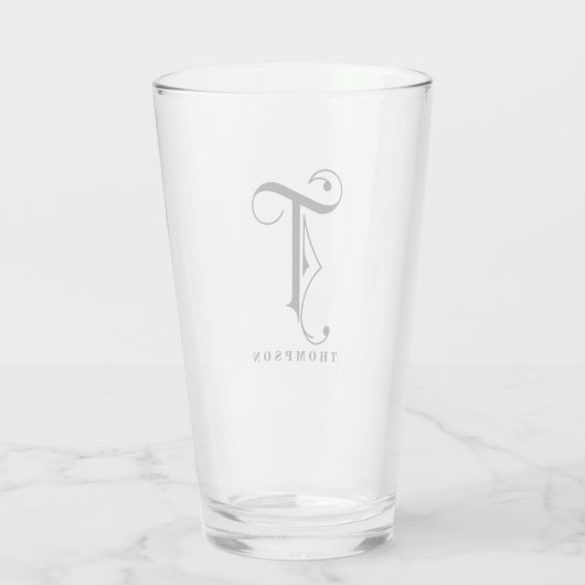 Verre Classy Scroll Monogramme Initial T avec nom (Dos)