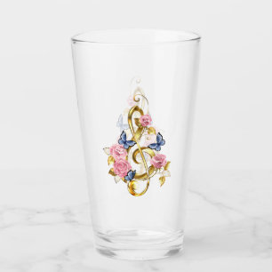 Verre Clé de fer avec roses roses roses