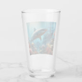 Verre Coastal/nautical tiger shark & coral reef (Dos)