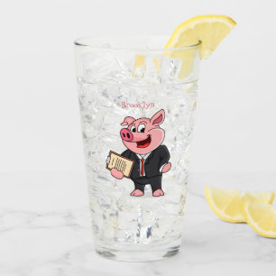 Verre Cochon amusant en costume d'affaires dessin animé
