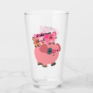 Verre Cochon de caricature mignonne portant des porcelet