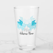 Verre Cochons volants mignons avec ailes Turquoises en v (Dos)