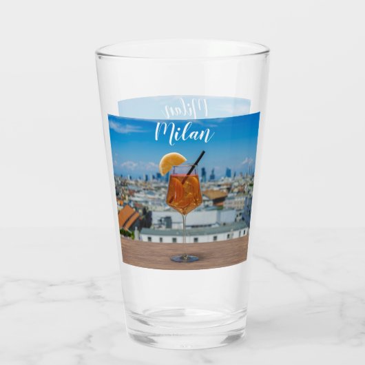 Verre Cocktail Spritz sur une table avec vue sur Milan (Dos)