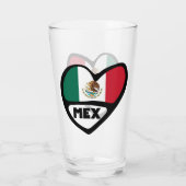 Verre Code de pays du Mexique Drapeau Cœur, MEX (Dos)