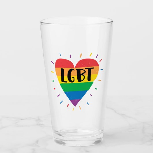 Verre Coeur arc-en-ciel LGBT (Devant)