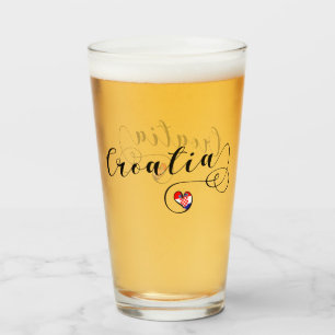 Verre Coeur croate de drapeau, j'aime la Croatie