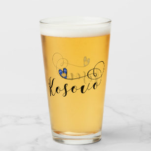 Verre Coeur de drapeau de Kosovo, j'aime Kosovo, kosovar