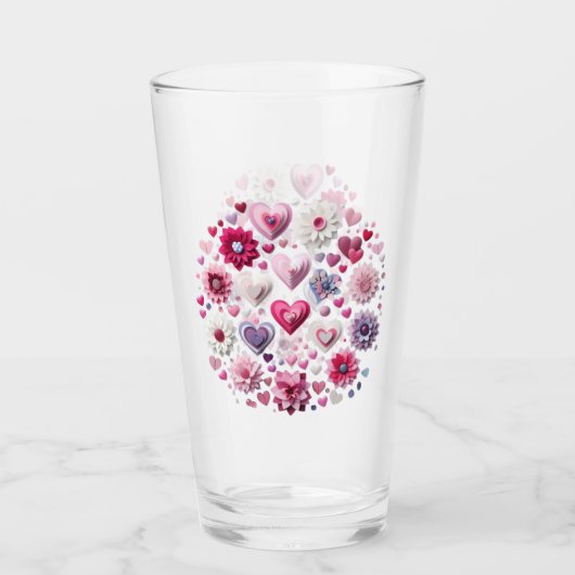 Verre Coeur de la Saint Valentin florale (Devant)