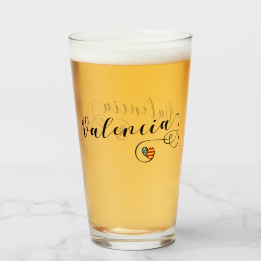 Verre Coeur Drapeau Valencien, Valence, Espagne (Devant (rempli))