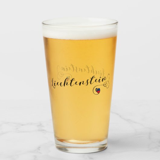 Verre Coeur du drapeau du Liechtenstein (Devant (rempli))