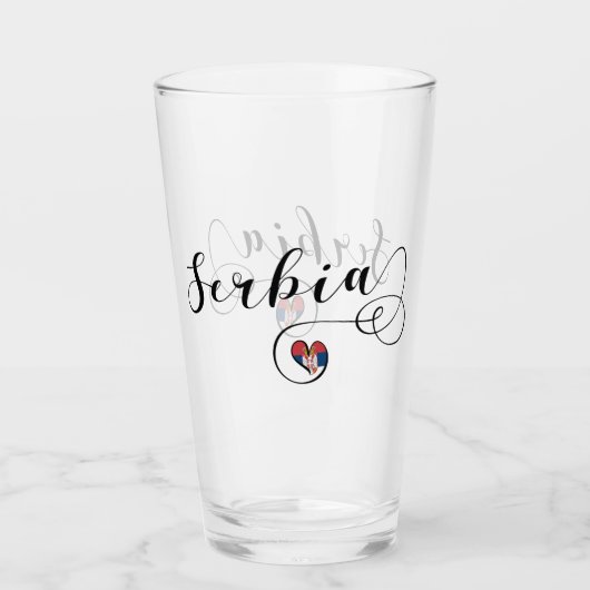 Verre Coeur du drapeau serbe, Republika Srbija (Devant)