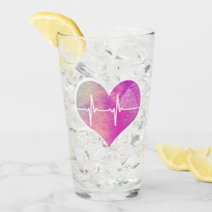 Verre Cœur EKG aquarelle violet