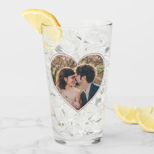Verre Coeur en forme de 2 valentines photo ou Mariage pe (Devant glace)