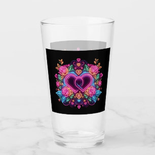Verre Coeur néon coloré Saint Valentin