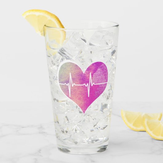 Verre Coeur pourpre ECG d'aquarelle (Devant glace)