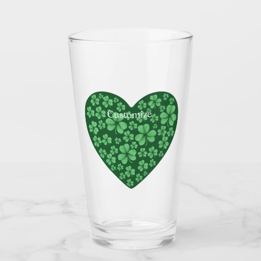 Verre Coeur Shamrock vert Saint Patrick's Day (Devant)