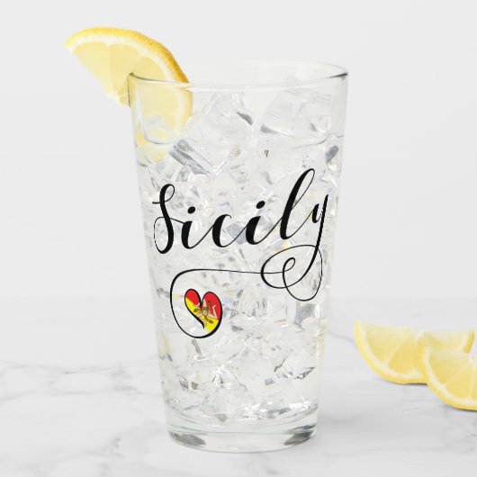 Verre Coeur sicilien de drapeau, Sicile (Devant glace)