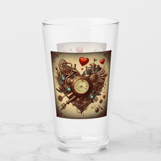 Verre Coeur Steampunk/Saint-Valentin (Devant)