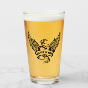 Verre Coeur vintage Avec Ailes, L'Amour Vous Donne Des A