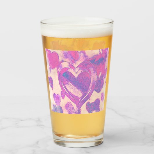 Verre Coeurs aquarelle (Devant (rempli))
