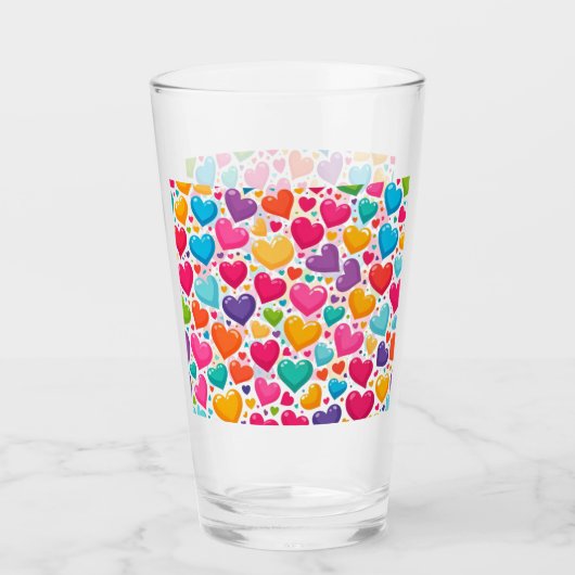 Verre Coeurs arc-en-ciel colorés Valentines (Devant)