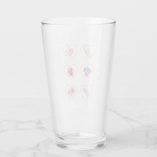 Verre Coeurs avec fleurs (Dos)