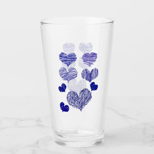 Verre Coeurs bleus à motifs (Devant)
