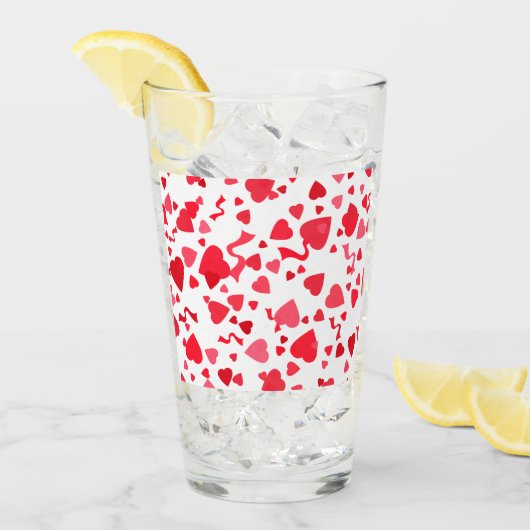 Verre Coeurs Confetti Rouge (Devant glace)