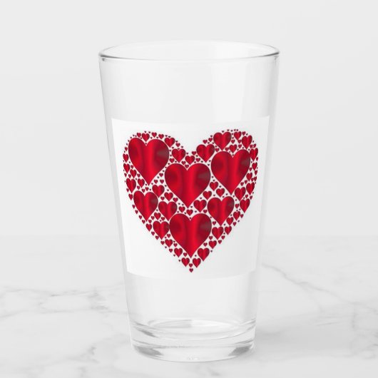 VERRE COEURS ROUGES POUR LA JOURNÉE DE VALENTINE (Devant)