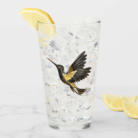 Verre Colibri noir et or (Devant glace)