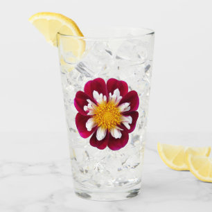 Verre Collarette rouge et blanche Dahlia Floral Boire