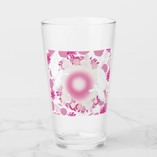 Verre colombe à fleurs (Devant)