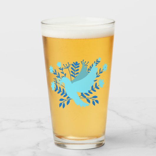 Verre colombe bleue de la Paix (Devant (rempli))